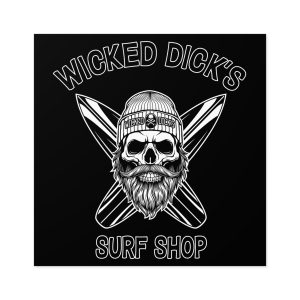 Wicked Dick's Surf Shop Square Stickers, IndoorOutdoor